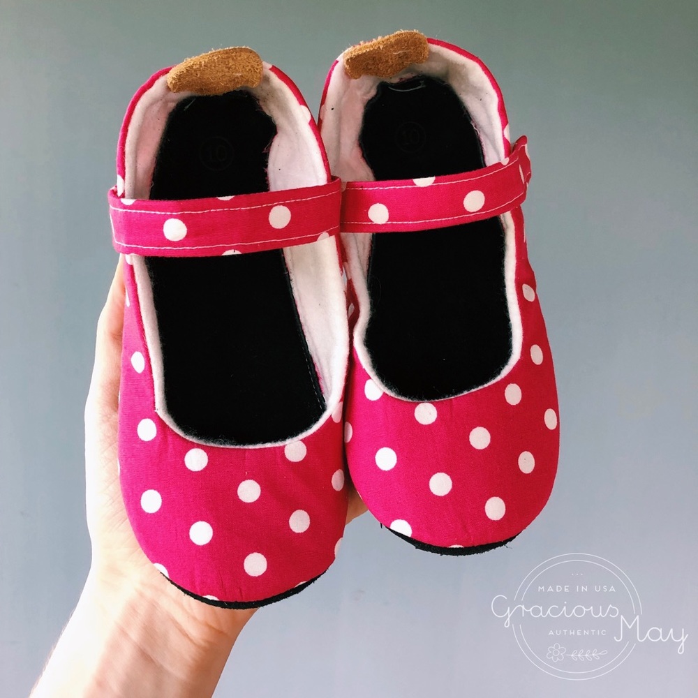 Gracious May Hot Pink polka Dot toddler Mary Janes